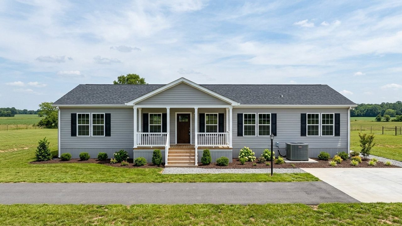 New triple wide manufactured home with 3 beds, 2 baths and front porch