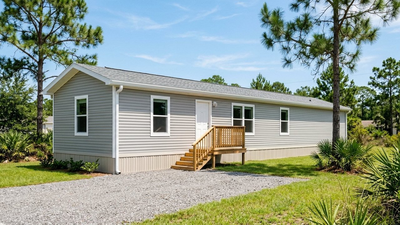 The Alexandrite affordable 3 bed 2 bath single-wide manufactured home with front deck