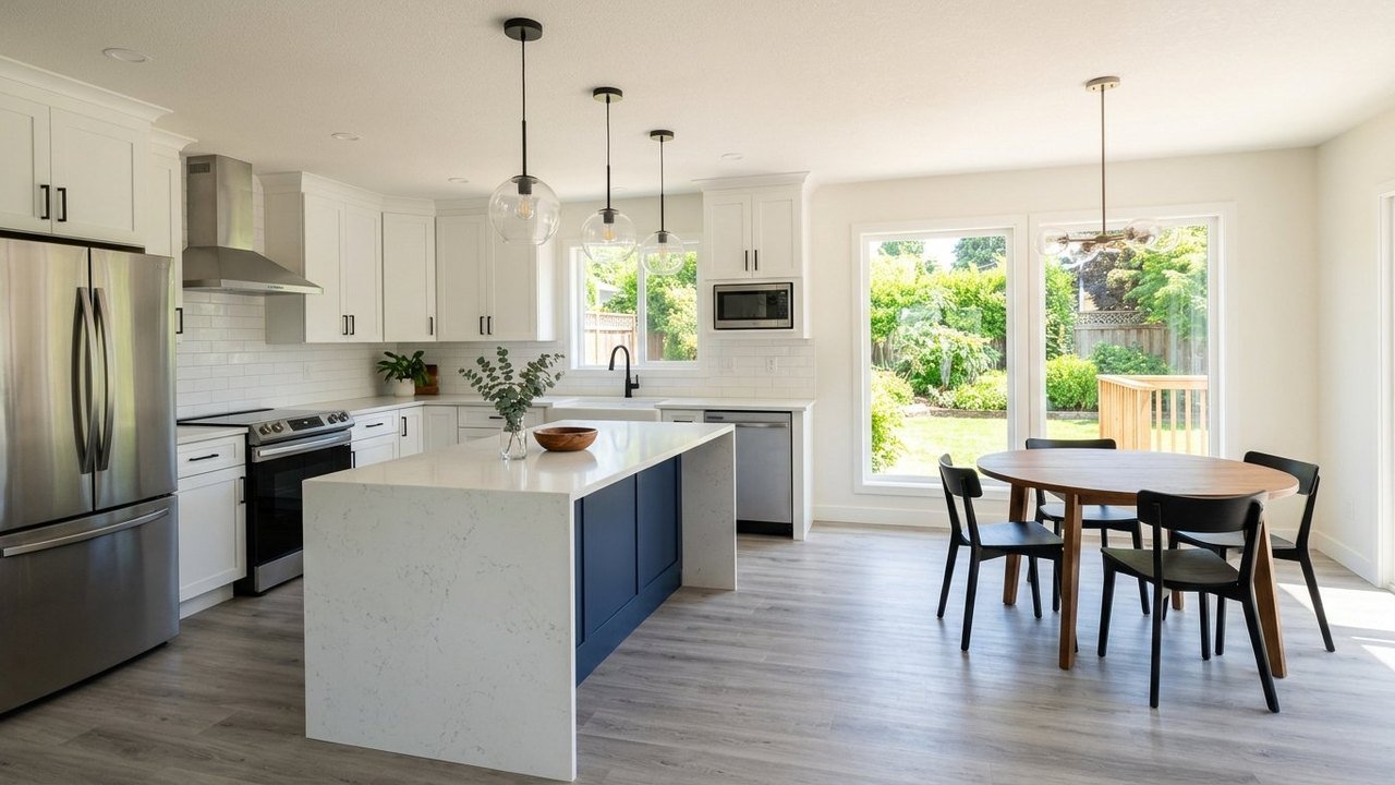 The Clearview Family Haven 4 bed modern manufactured home kitchen with statement island