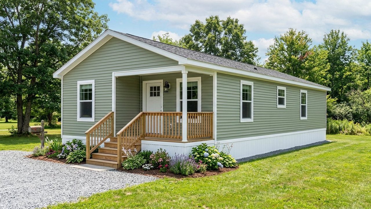 The Pierce affordable 2-bedroom single-section manufactured home with front porch