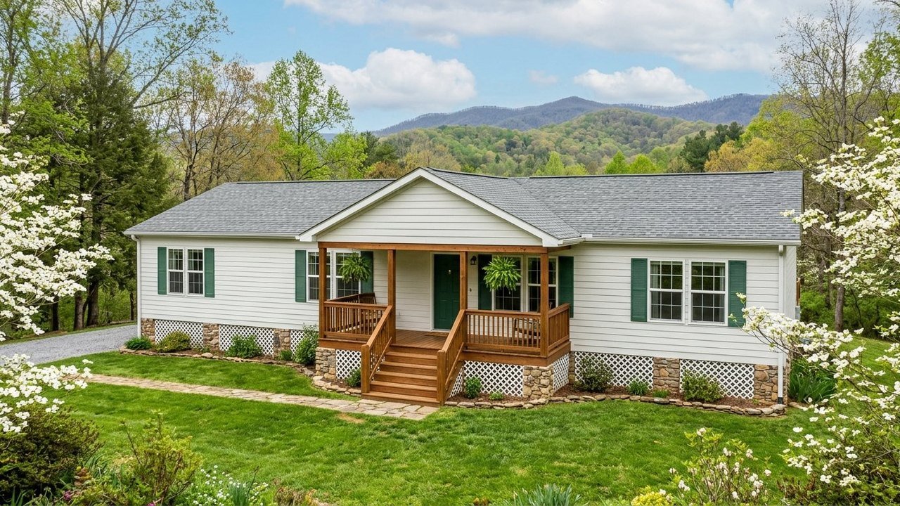 The Sevier 4 bed 3 bath manufactured home with covered porch and mountain view