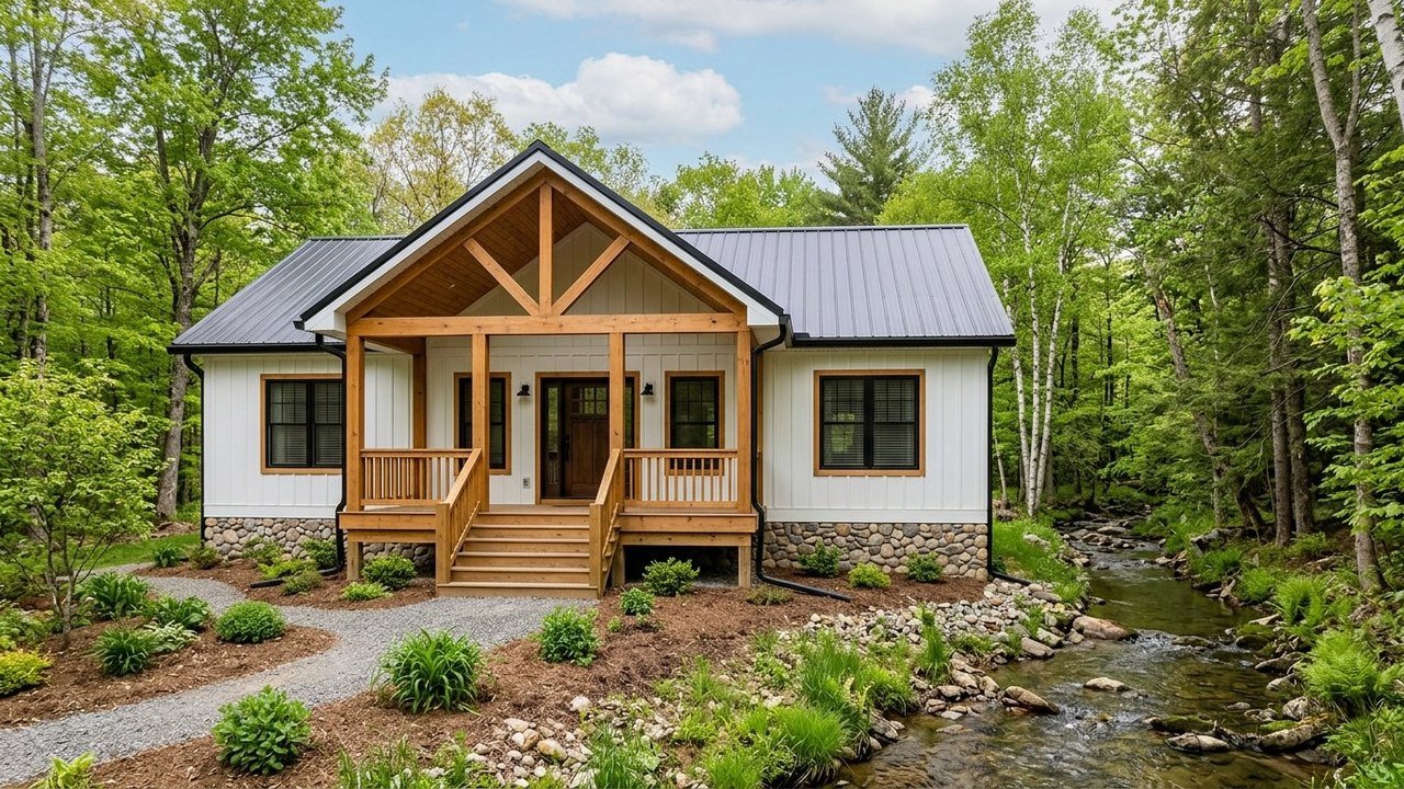 Timberbrook Modern Escape 3 bed 2 bath modern farmhouse manufactured home with timber porch